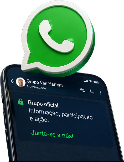 Imagem de um celular com o aplicativo WhatsApp aberto